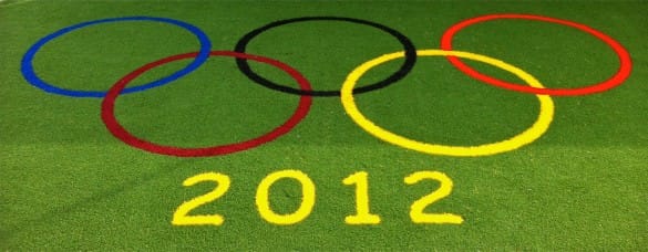 2012 Olympic rings logo in synthetic surface