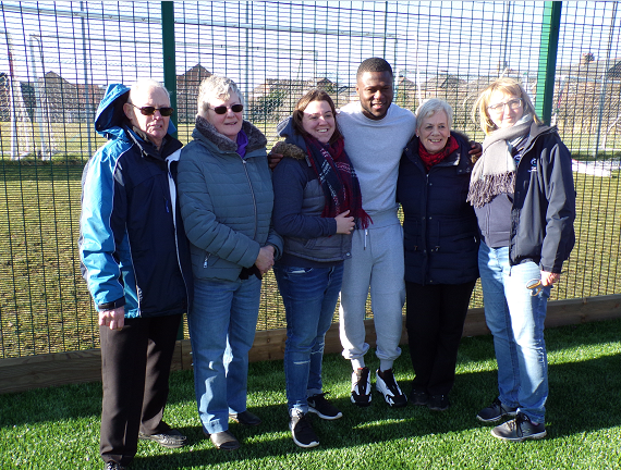 Mbemba stood with members of the football committee on 3G pitch