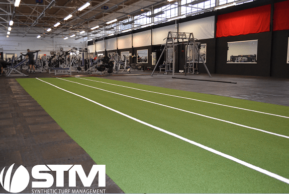 green sled track in gym