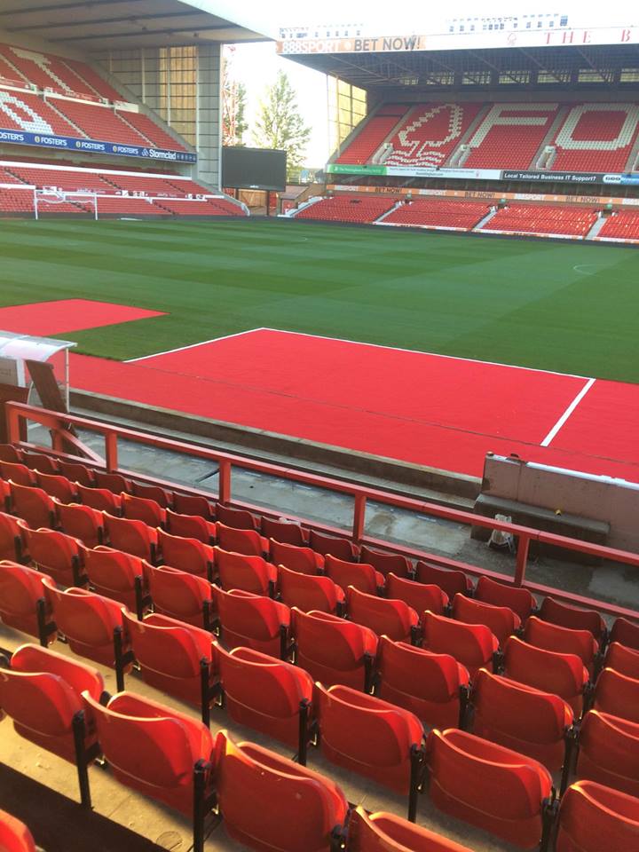 Nottingham Forest red touchlines at City Ground