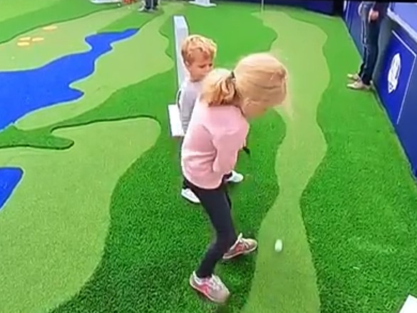 children playing golf