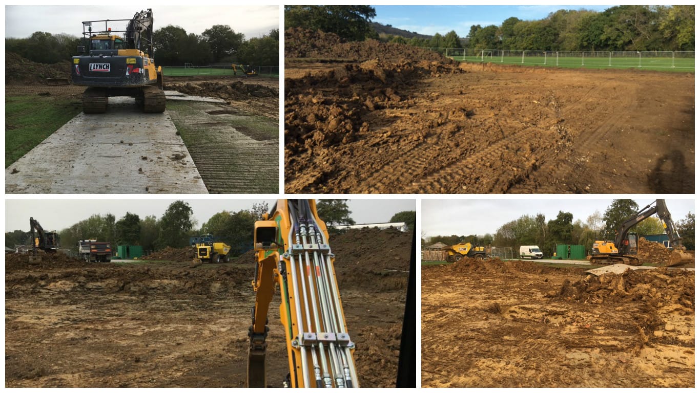 digging out the natural grass ready for MUGA pitch construction