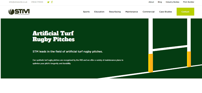 stm artificial turf rugby pitch page example of branding