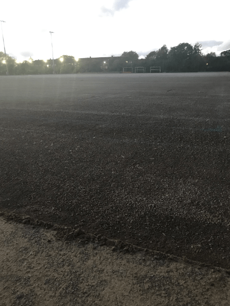 uplift of the hockey pitch showing base