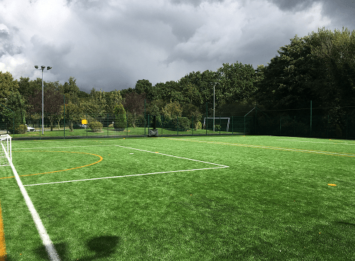 white and yellow football line markings