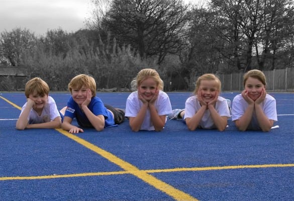 MUGA Multi Use Games Area with pupils