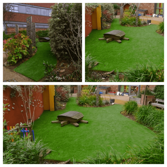 Hospital safe play area with artificial turf