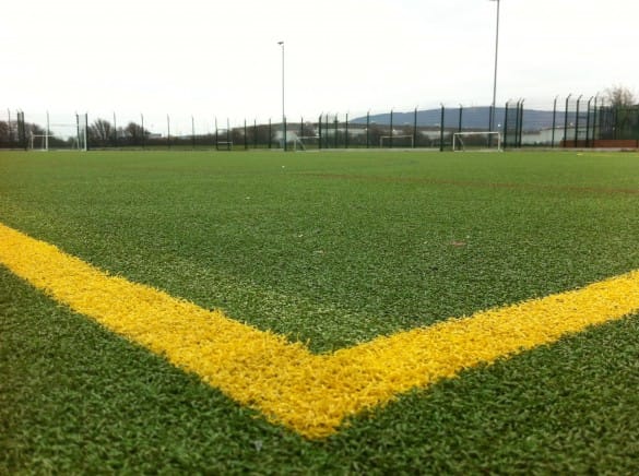 Corner of MUGA synthetic turf surface 