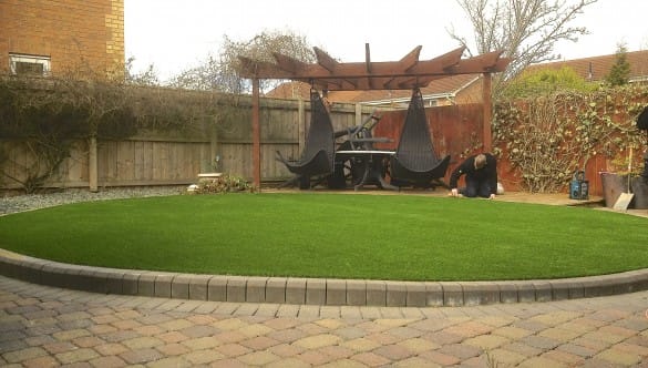 Garden landscaping with block paving
