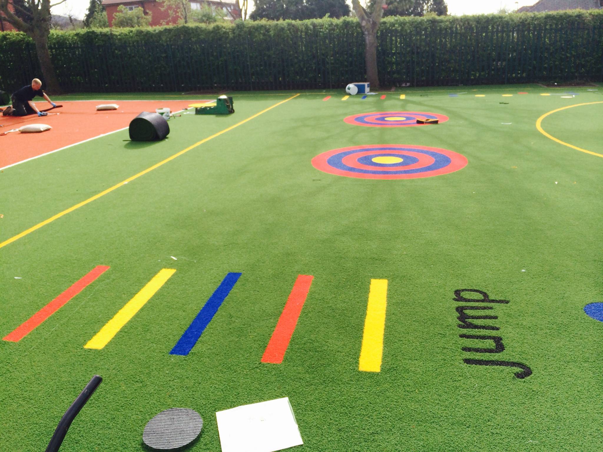 Wilton Primary School: STM Artificial grass for schools: EPIC playground surface with jump line