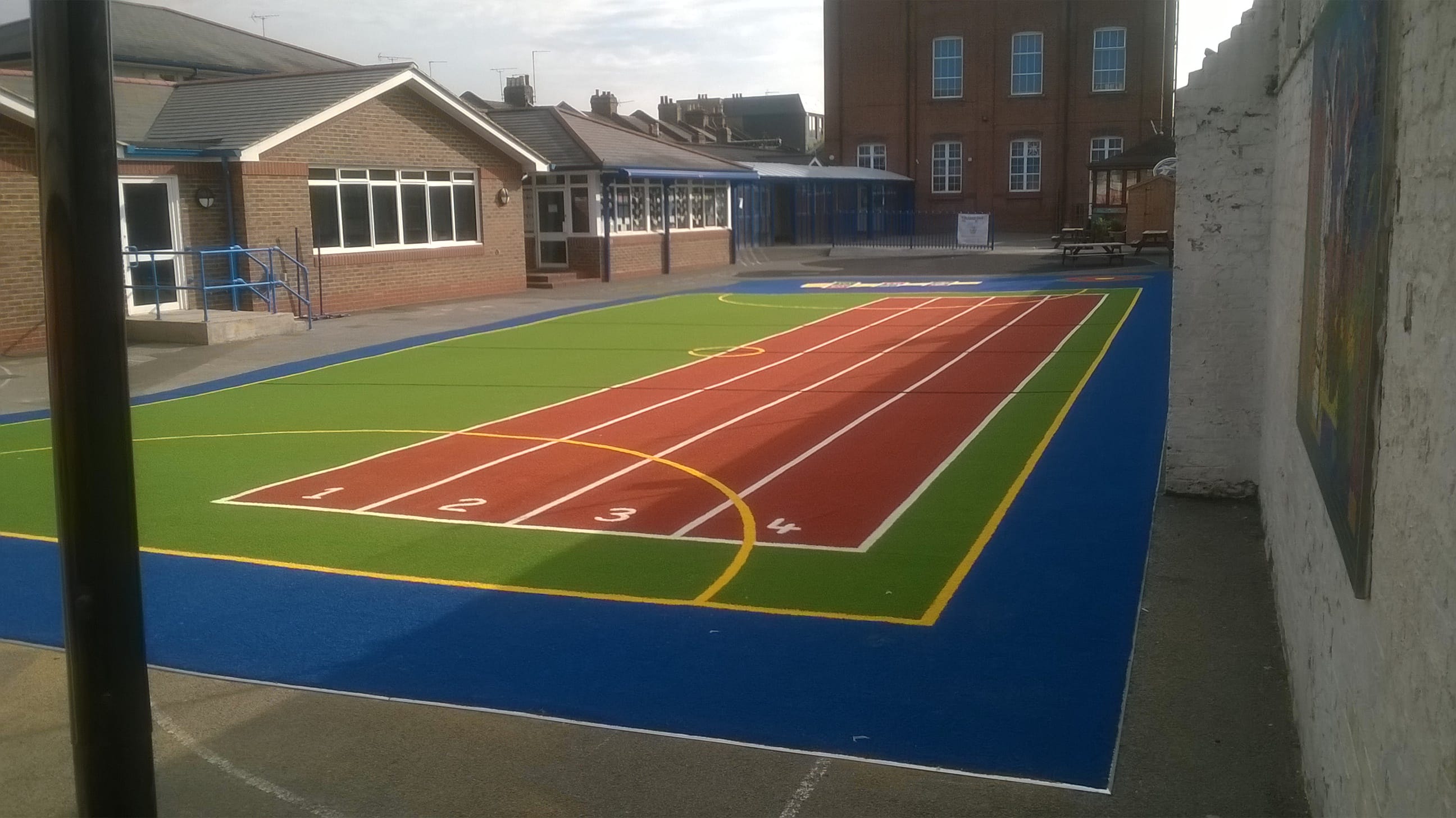 After shot of STM playground surface installation for Good Shepherd Primary School