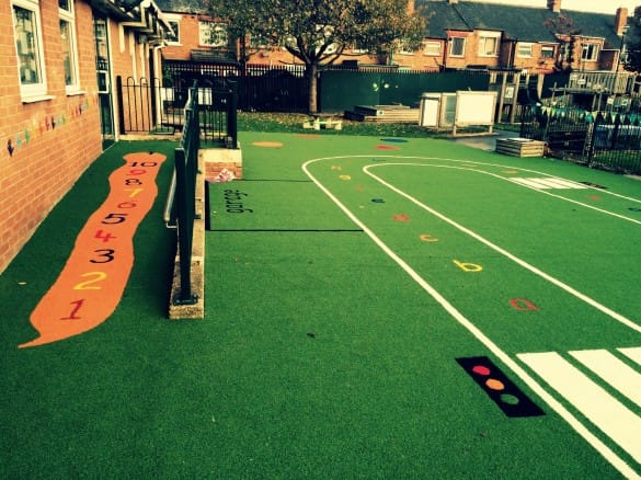 green artificial turf playground