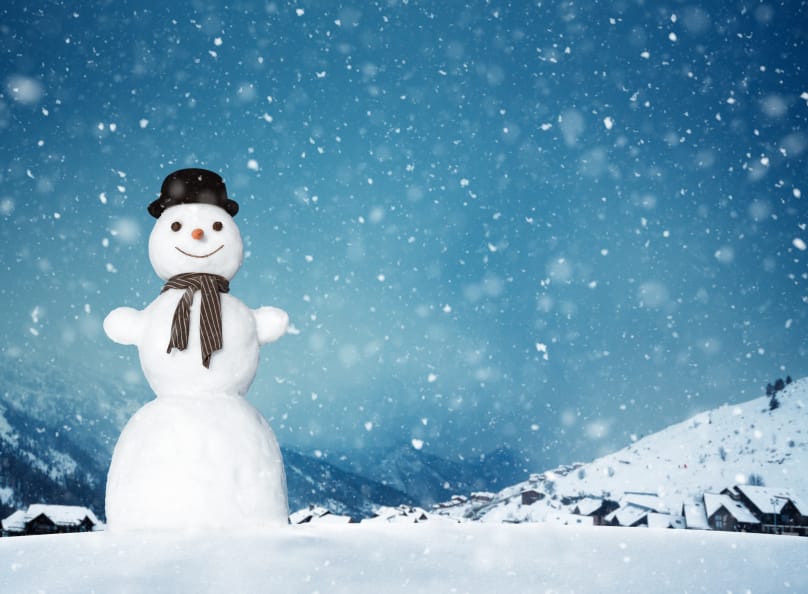 Snowman postcard with winter theme