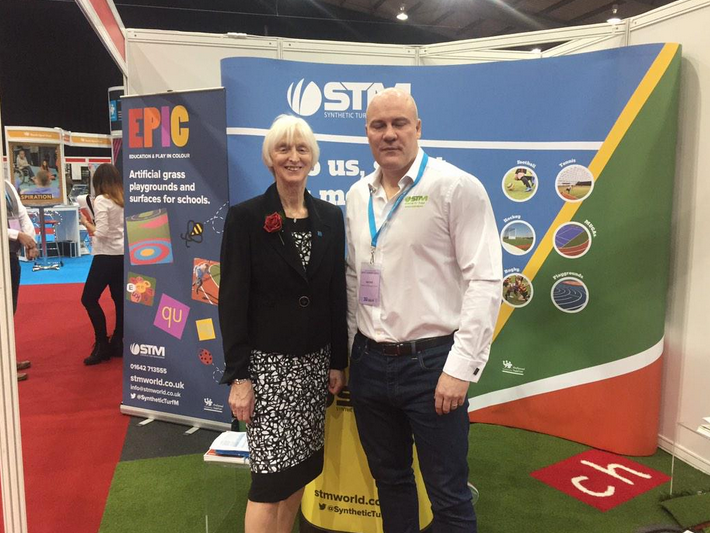 Baroness Sue Campbell and Jon Bell from Synthetic Turf Management