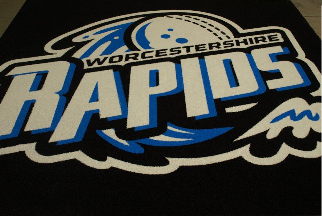 Worcestershire rapids blue, black and white logo mat