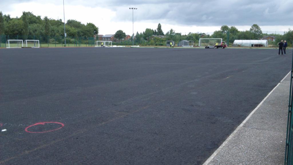 Baseworks for new muga being prepared