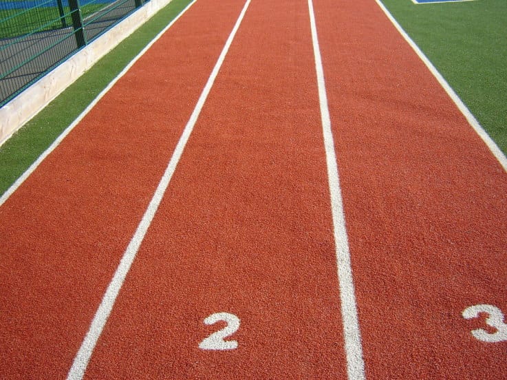 three lane school running track