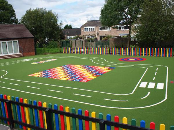 EPIC Playground roadway with coloured fencing