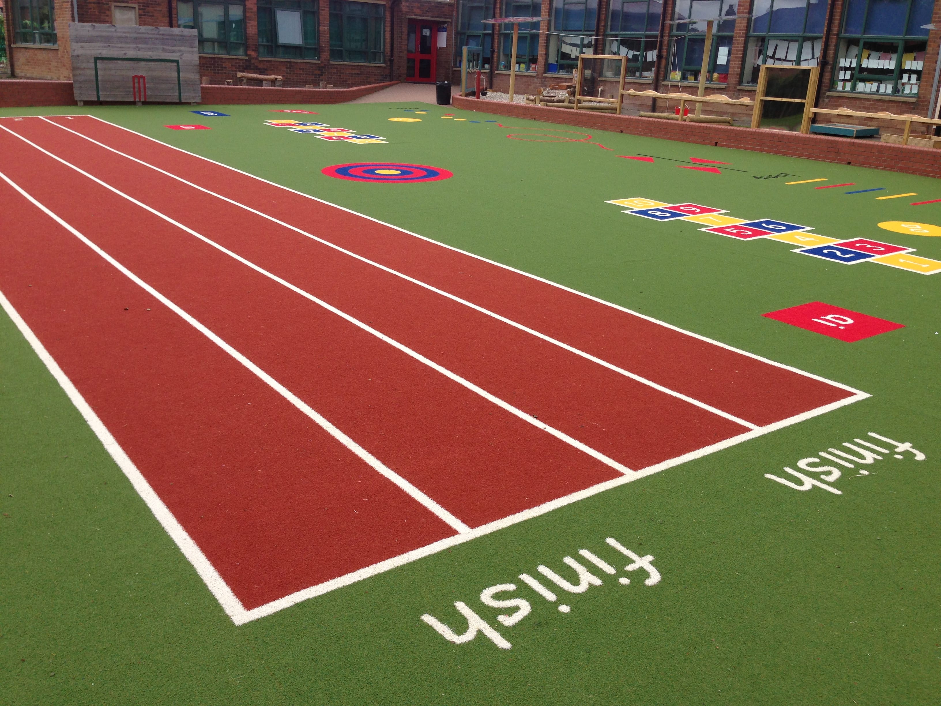 finish line of an epic playground running track