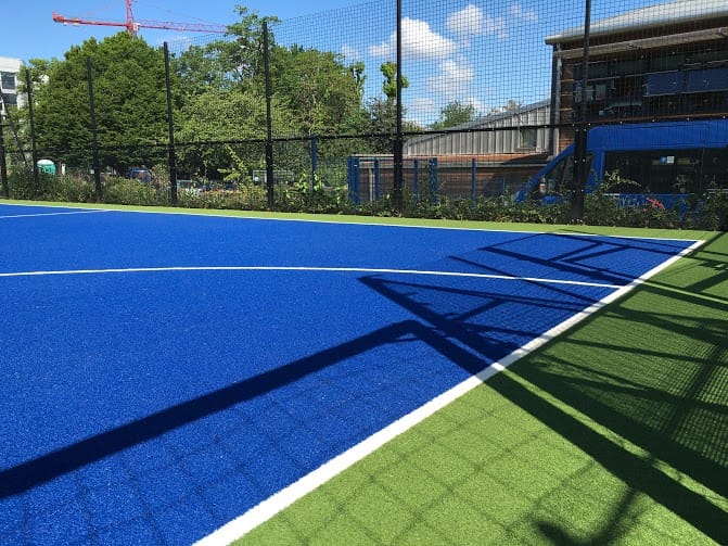 corner of artificial turf sports surface 