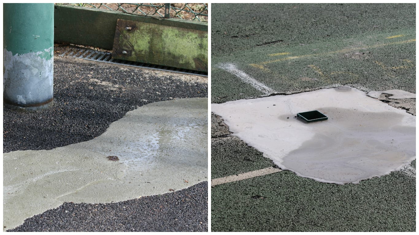 patching up the base works of old tennis court