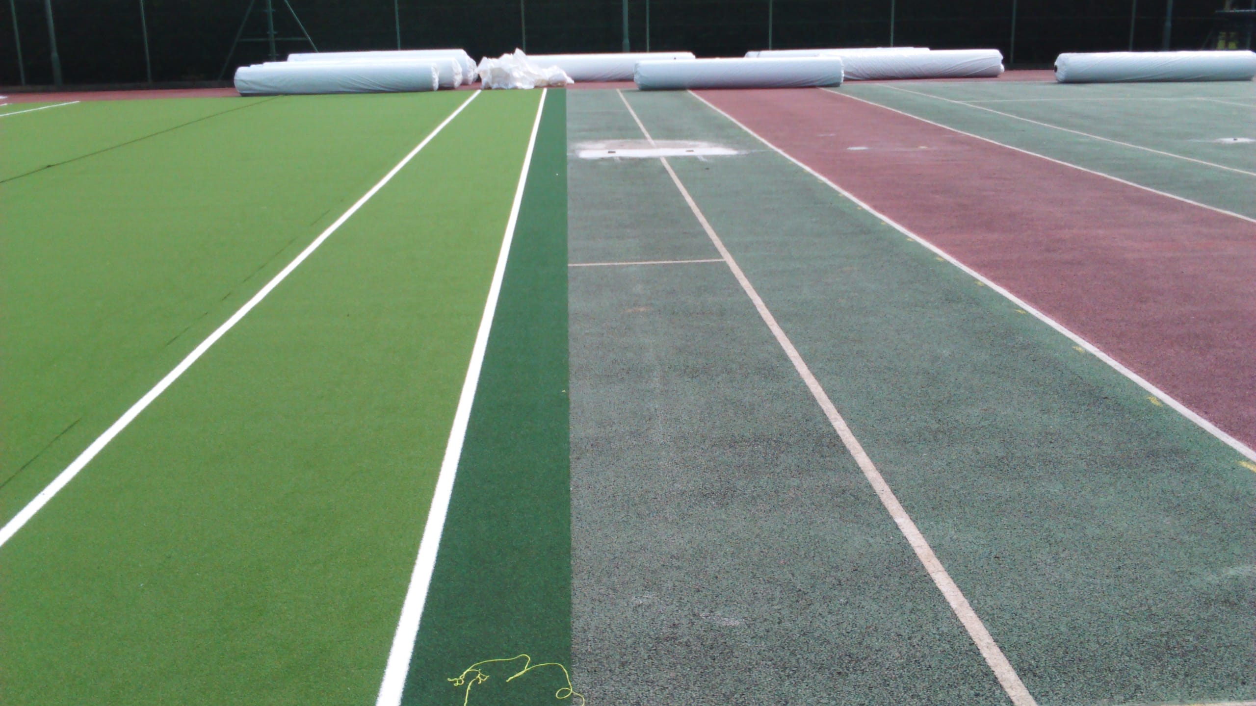 Tennis Court Carpet Installation over old tarmac court