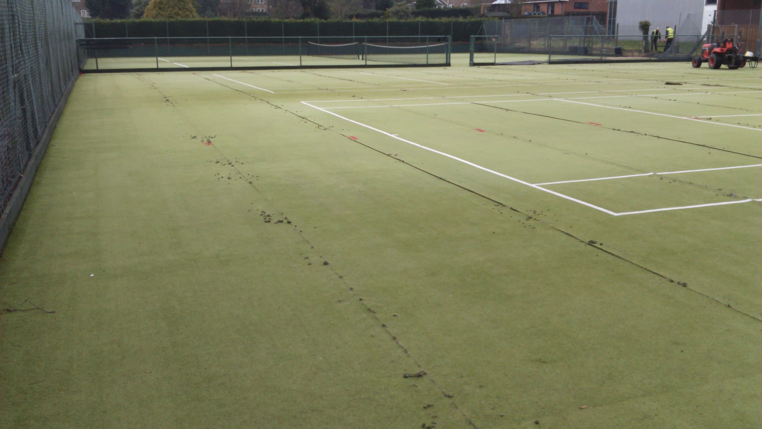 tennis court cut into sections