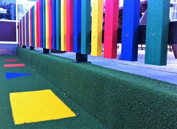 plastic marmax fencing and shapes cut into playground
