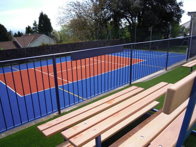 view from the stands looking at new synthetic turf muga