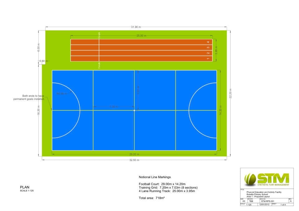 CAD design of multi use sports surface