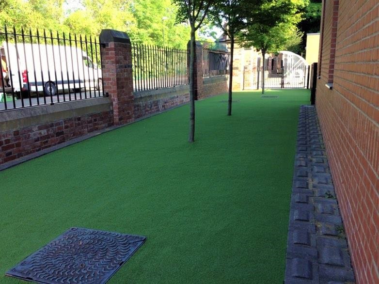 new green artificial grass for outdoor school area
