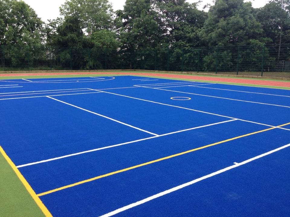 blue synthetic sports surface