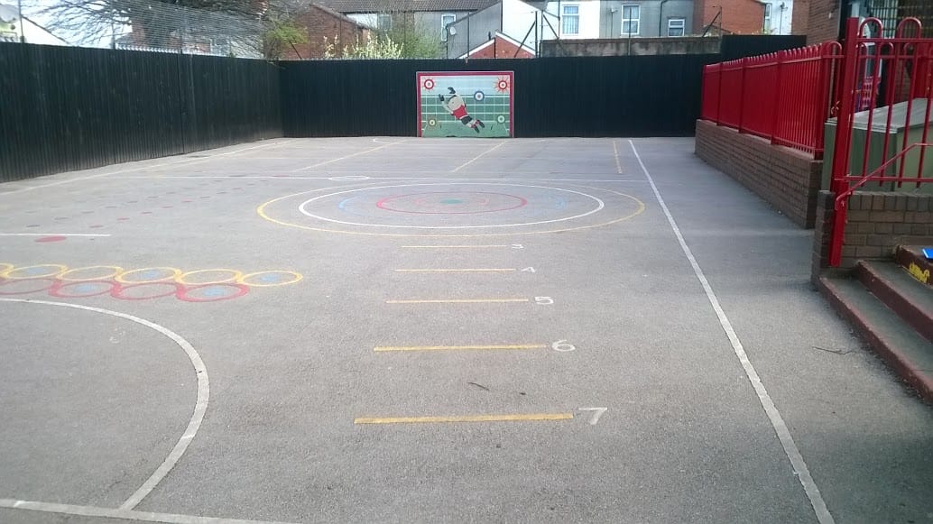 tarmac playground with painted on designs