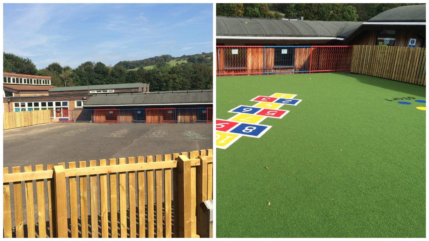 tarmac vs artificial grass playground pictures