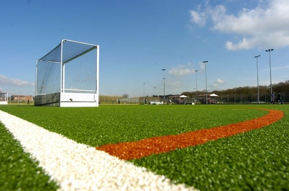 synthetic turf hockey pitch and goal