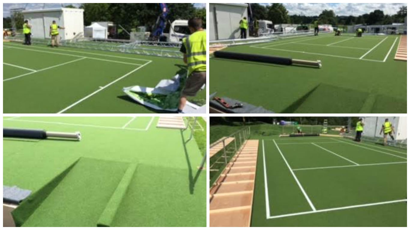 installing artificial turf carpet for tennis court