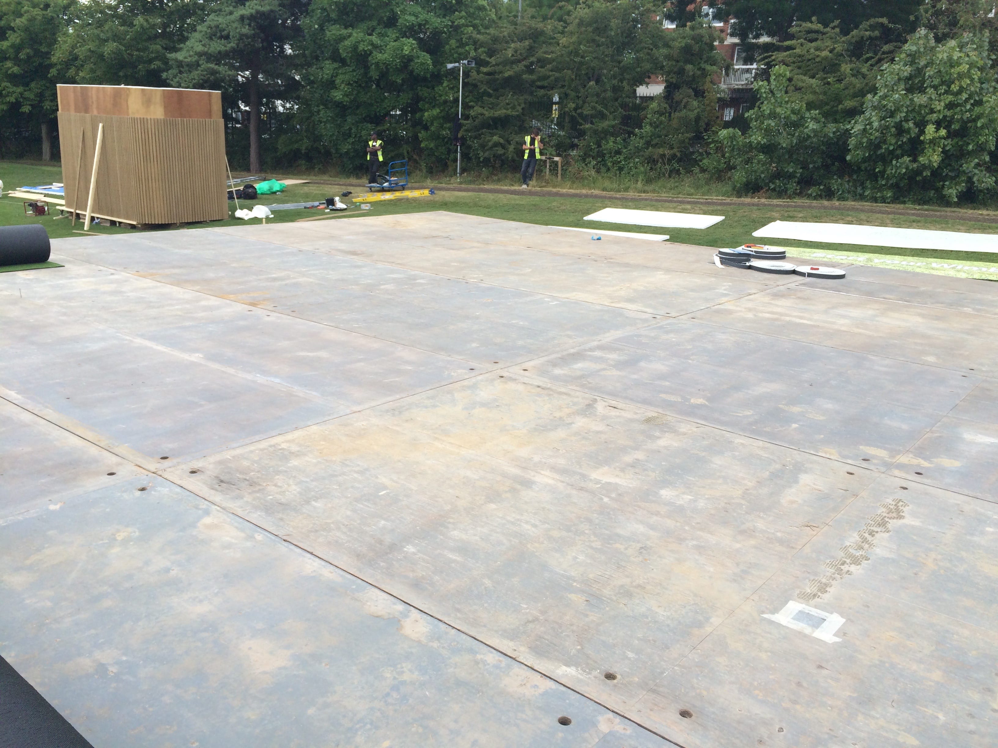 boards installed before artificial grass carpet installation