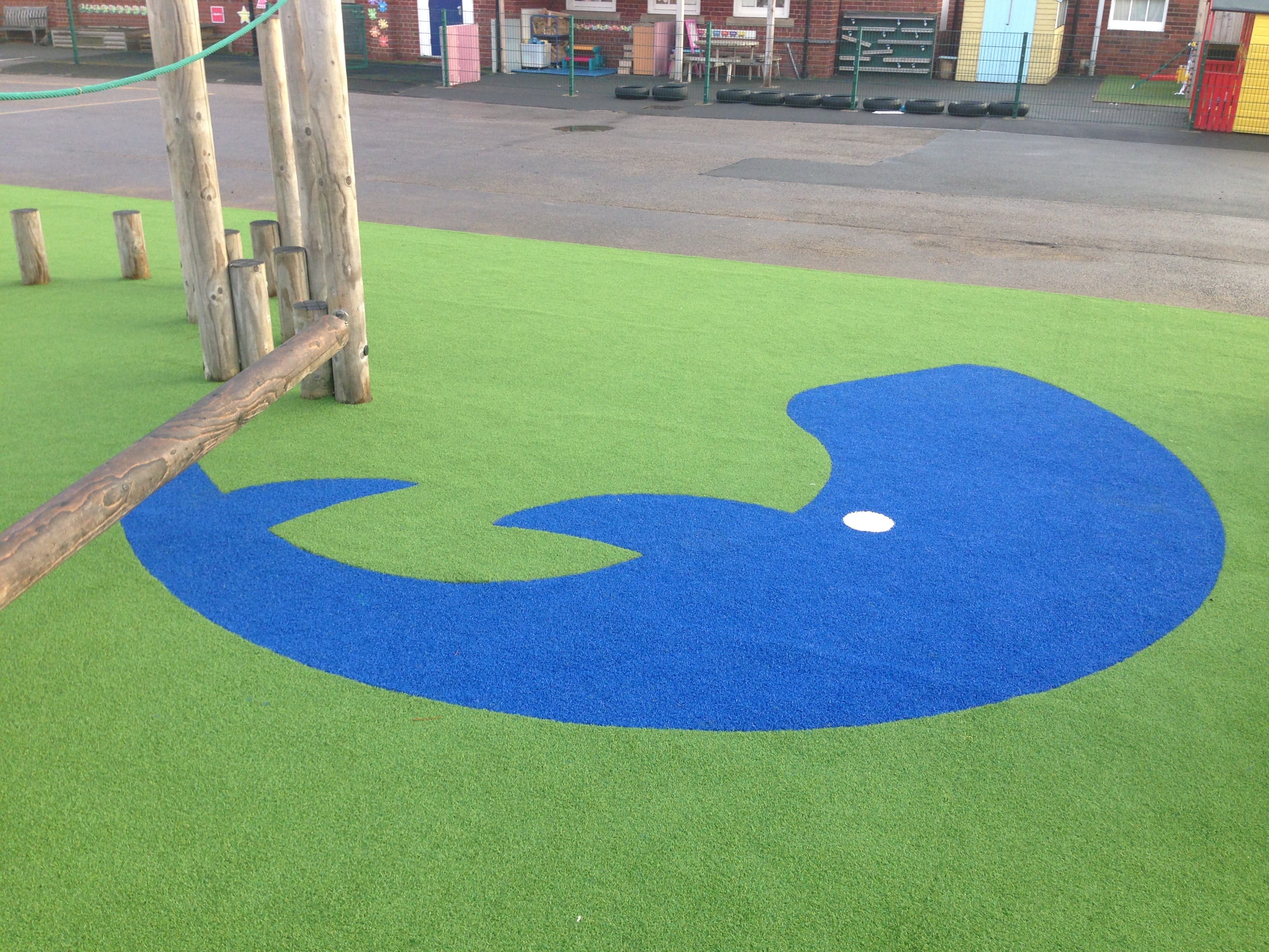blue whale design on playground