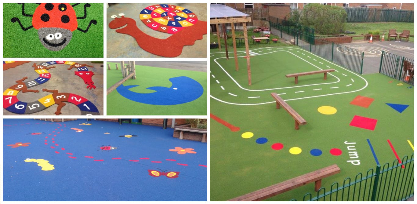 collage of six playground design images