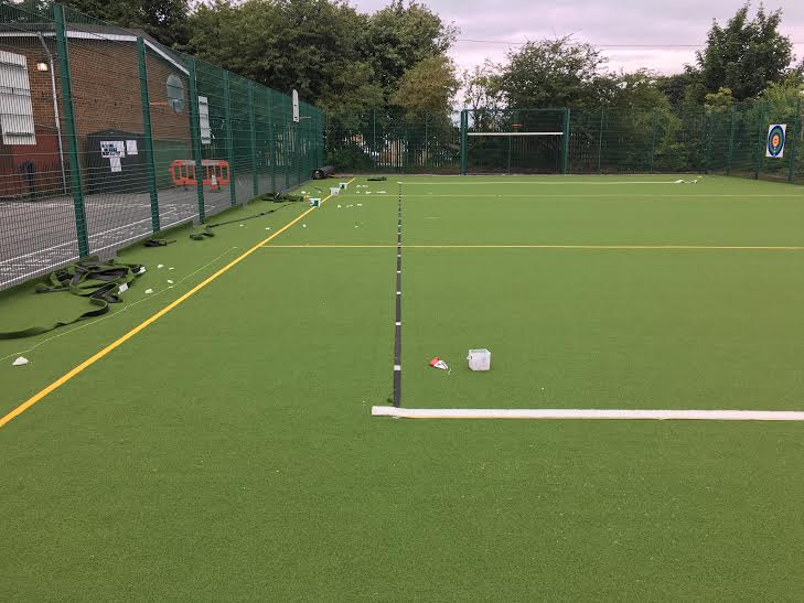 during installation the artificial turf lines getting cut into the synthetic surface