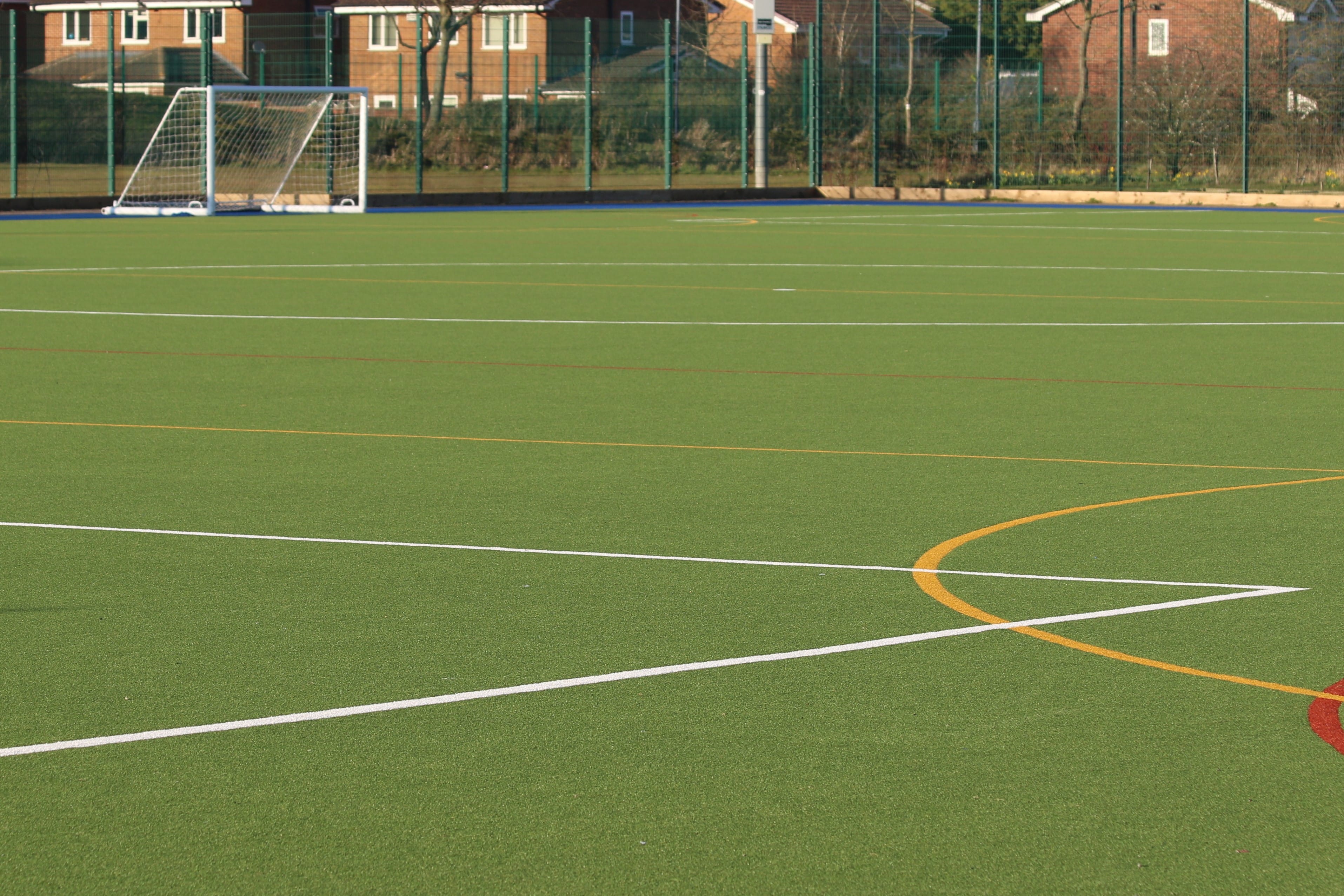 school hockey pitch on artificial grass