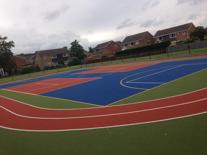full view of clean and well maintained artificial turf muga