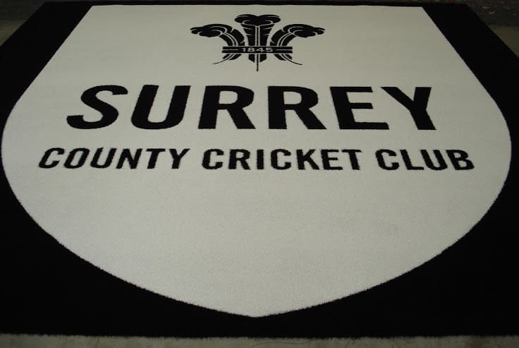 surrey county cricket club black and white logo mat