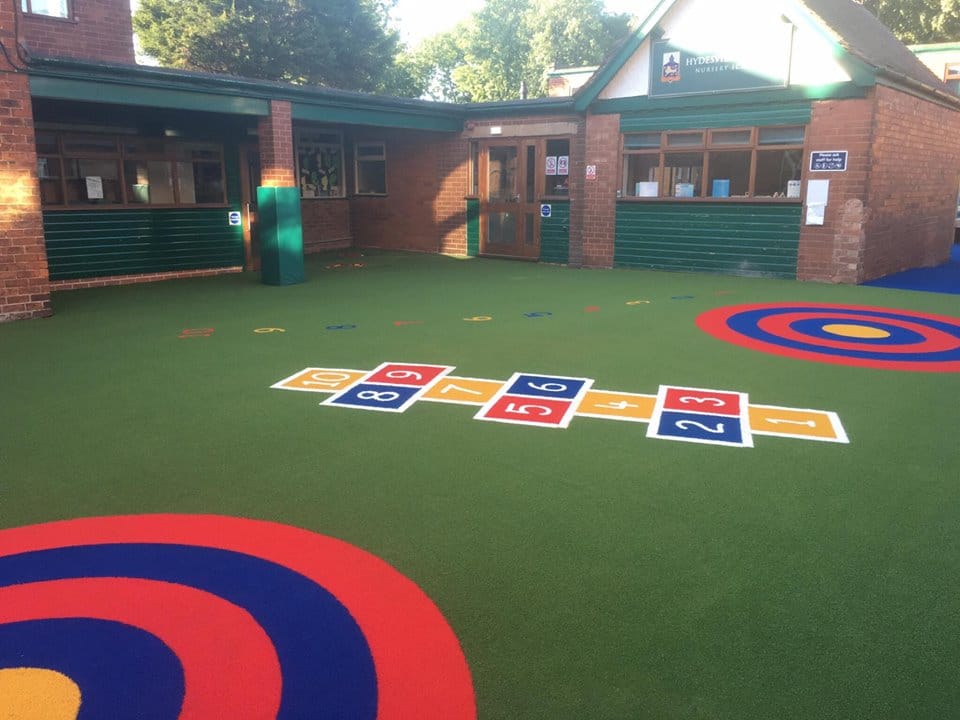 hopscotch and targets as part of playground design