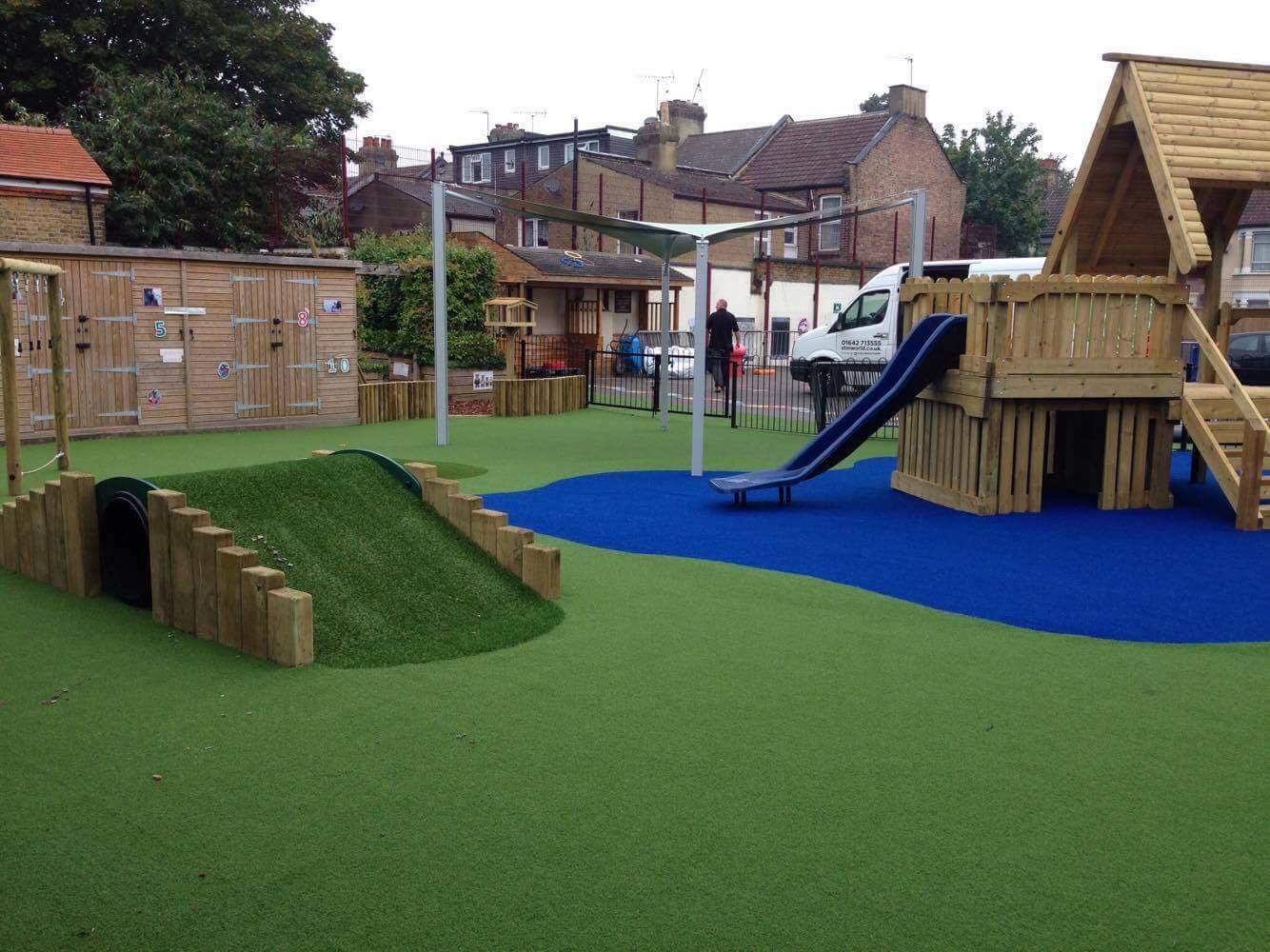 artificial turf playground and equipment