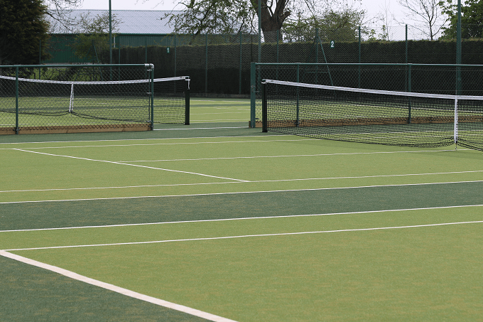 tennis court surface and netting