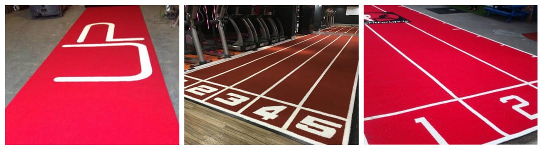 selection of red and rust gym tracks