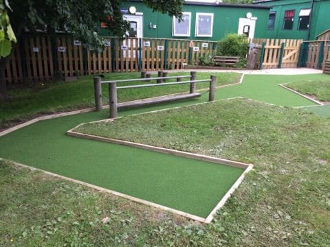 pathway made of fully texturised artificial grass